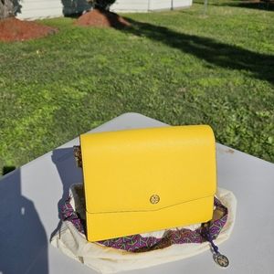 Fairly used Tory Burch Lemon Robinson Floral Interior Convertible Shoulder Bag